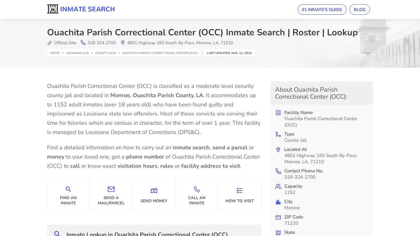 Ouachita Parish Correctional Center (OCC) Inmate Search ...